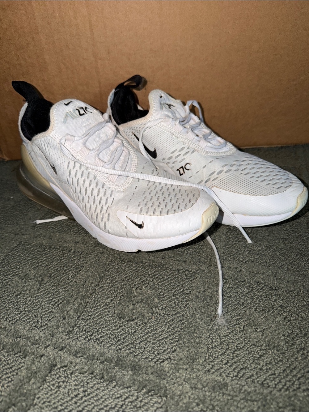 Nike White and Black Air Max 270 Men's Athletic Sneakers